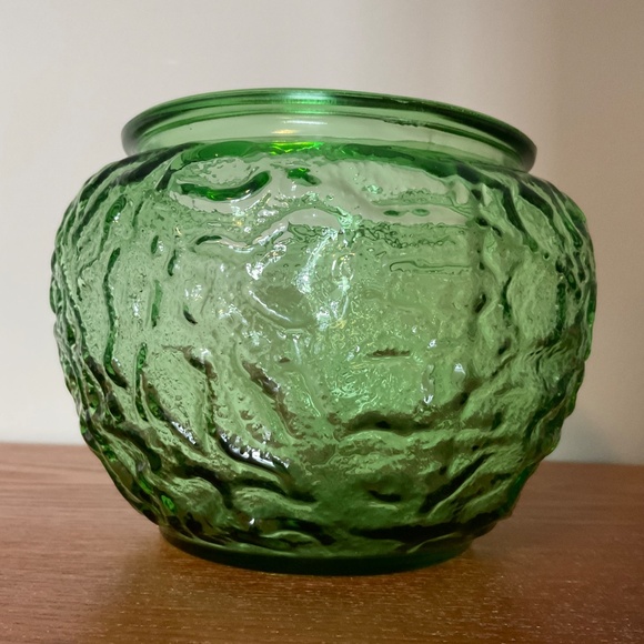 Vintage E.O. Brody Company Green Crinkle Glass Flower Vase or Bowl - Picture 5 of 16